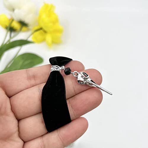 Gothic Black Velvet Goth Choker Necklace for Women,Cameo Black Choker Crow Skull Pendant Necklace Vintage Collar Skull Necklace Gothic Jewelry - style: Crow Skull
