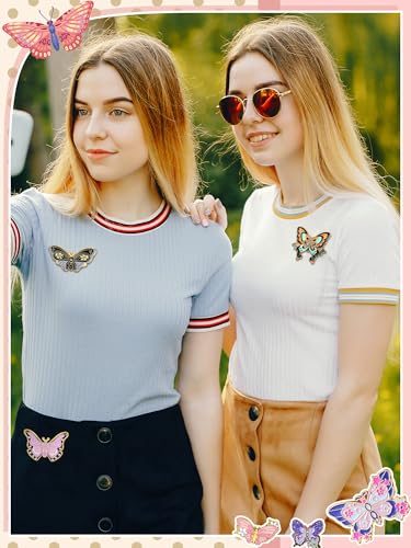 Janinka 10 Pcs Butterfly Enamel Pins Set Cute Spring Badge Back to School Lapel Brooches for Women Backpack Jewelry Gift - style: Elegant Style