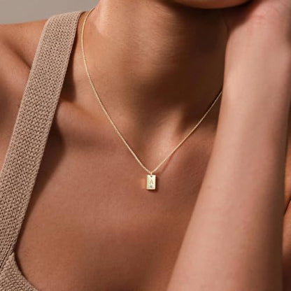 Initial Necklace for Women, Dainty 14K Letter Gold Necklace Choker Name Necklaces Simple custom Initial Necklaces for women Personalized gold Jewelry Gift - color: F