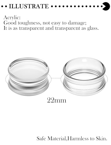 6G-30mm Acrylic Gauges for Ear Solid and Hollow Tunnel Plugs Stretcher lightweight Plugs Clear Double Flared Flesh Tunnels Earrings for Women Men - color: Clear:22mm = 7/8 inch = 0.87 inch