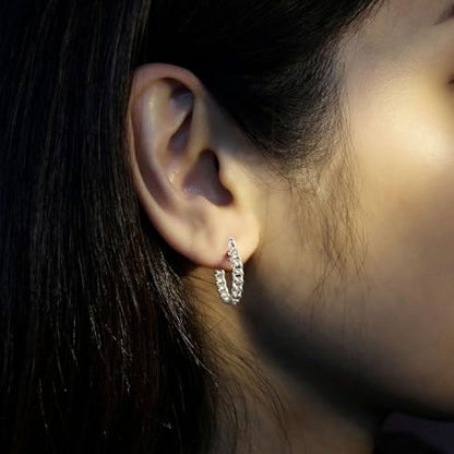 RENAIZ Dainty Lightweight Hoop & Stud Earrings for Women – 14K Gold Plated & Rhodium Plated, Minimalist Geometric Hypoallergenic Jewelry, Tiny Dainty Everyday Studs and Hoops - color: White Gold, style: Twisted Chain