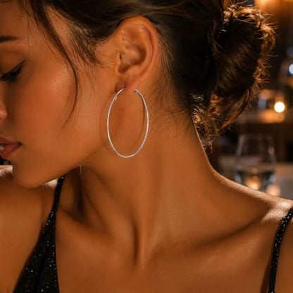 Big Chunky Gold Hoop Earrings for Women Beaded Large Statement Earrings Lightweight Fashion Jewelry Daily Wear Party Gift - color: E3:Silver 5cm