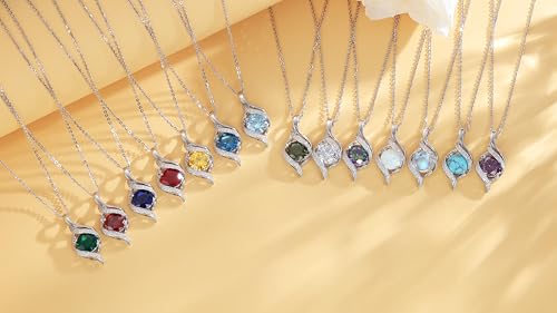 FANCIME Birthstone Necklace for Women Jewelry Gift for Her | Infinity Love Pendant Sterling Silver, Birthday Gift for Women, Adjustable 16+2" - color: 03 - Created Aquamarine