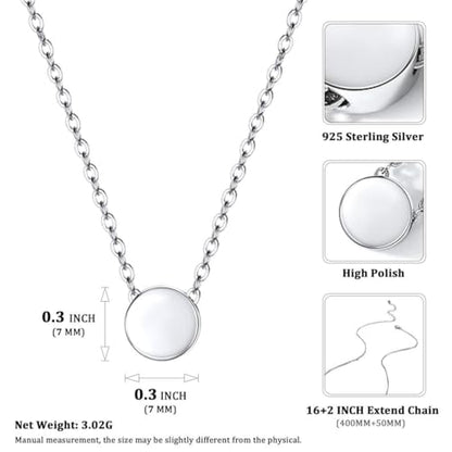 ChicSilver 925 Sterling Silver Cross/Heart/Butterfly/Star/Moon Necklace for Women, Hypoallergenic Dainty Small Silver Pendant Necklaces (with Gift Box) - style: 06.Dot