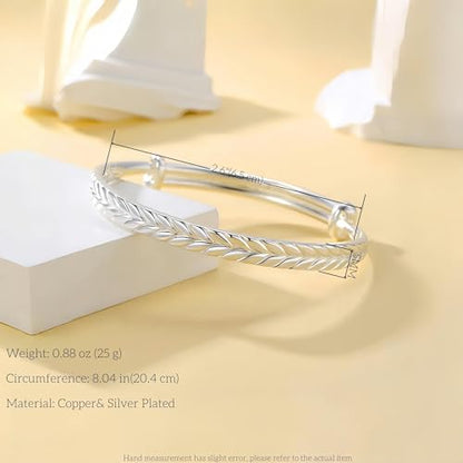 925 Sterling Silver Bracelet Plated Cuff Bangle Bracelet Fashionable Multi-layer Cross Wire Bangle Bracelet Open Adjustable Wide Cuff Bracelet for Teen Girls Fashion Jewelry - color: 13