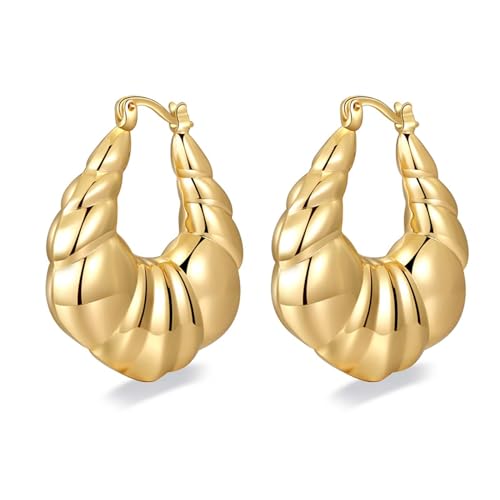 Women Hoop Earrings Lightweight 18K Gold Plated Chunky Hoops Earring Daily Jewelry - style: Hoops 7