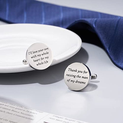 Jeka Father of The Bride/Groom Wedding Gifts Tie Bars & Cufflinks | Wedding Tie Bar & Cufflinks Set for Men, Father of the Bride, Father of the Groom, Father-in-Law Gifts - style: Father of The Groom-Silver