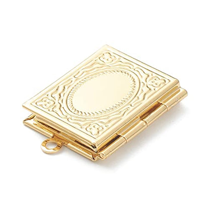 Craftdady 18K Gold Plated Brass Photo Locket Frame Pendants Charms for Necklaces Personalized Jewelry Crafts Making - size: 26x19mm Rectangle