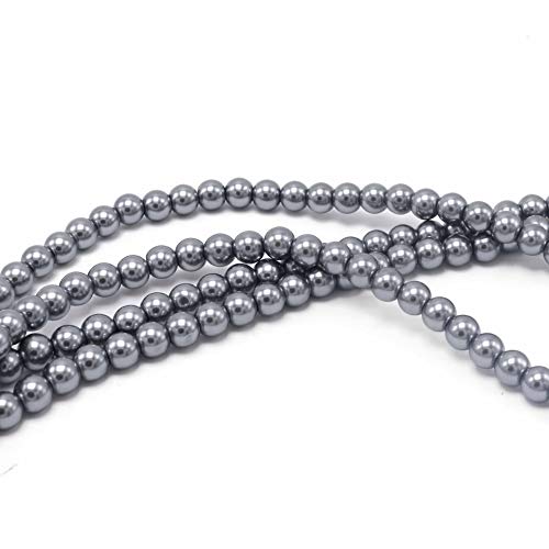 Long Pearl Necklaces for Women Cream White Faux Pearl Strand Layered Necklace Costume Jewelry - color: Gray