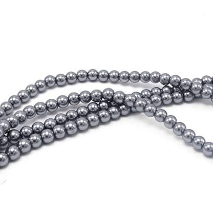 Long Pearl Necklaces for Women Cream White Faux Pearl Strand Layered Necklace Costume Jewelry - color: Gray