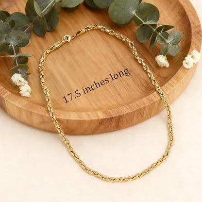Jean Beau Gold Choker Necklace for Women, Simple 18K Gold Plated Adjustable Link Chain Prom Jewelry Gifts - color: Gold Coffee Bean