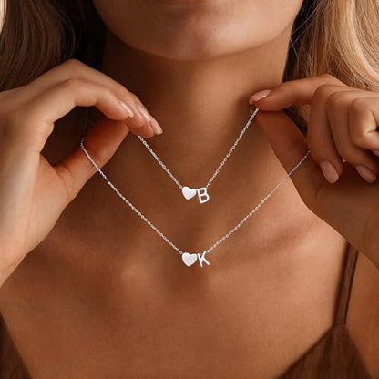 Turandoss S925 Sterling Silver Initial Necklaces for 5-16 Years Old Girls | Dainty Teen Girl Gifts Trendy Stuff Heart Initial A-Z Necklaces Personalized Birthday Jewelry Gifts for Girls - color: H