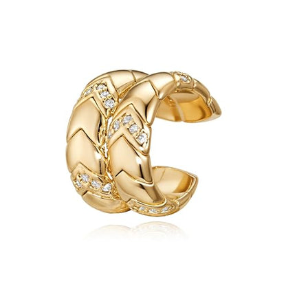 Gold Ear Cuff for Women, 14K Gold Plated Single Non-Pierced Earring with Micro-Pave Cubic Zirconia Adjustable Open Ear Clip for Daily Wear & Special Occasions - color: ear cuff-S 010