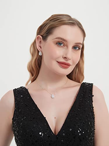 Teardrop Cubic Zirconia Jewelry Set Necklace Earrings Bracelet Bridal Wedding Jewelry for Women Bridesmaid Prom Party - color: 2 Set - Gold Plated