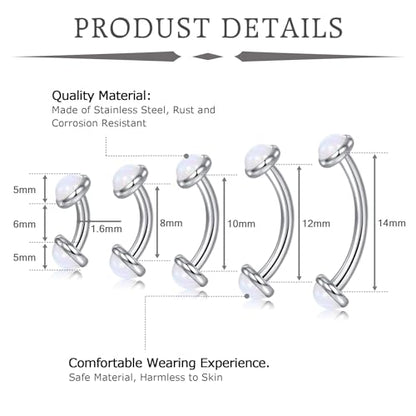 VCMART 14g Belly Button Ring Belly Button Piercing Belly Rings Surgical Steel Belly Button Rings 6mm 8mm 10mm 12mm 14mm 16mm 18mm Short Long Bar Belly Piercing Jewelry for Women Silver - color: E1 -6/8/10/12/14MM