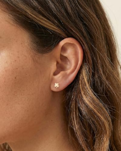 Flat Back Earrings for Women Cartilage Helix | Comfortable Dainty Cute Dragon Bee Bird Phoenix Dragonfly Cute Animal Leaf Spiral Rhombus Design Flatback Stud Earrings - color: gold clover