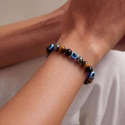 Fesciory Evil Eye Bracelet for Women, Gold Plated Adjustable Chain Jewelry | Blue Evil Eye Charm Bracelet, Lucky Amulet Symbolism, Dainty Adjustable Chain, Daily wear, Jewelry gifts - color: Blue-1