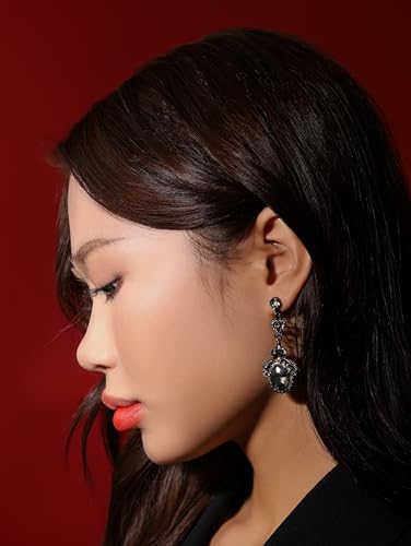 Christmas Halloween Red Heart Shaped Pattern Alloy Earrings, Gothic Antique Style Jewelry for Women - style: Earrings EARR.005