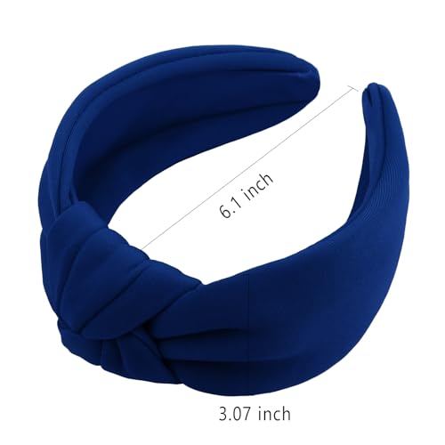 YISSION Royal Blue Knotted Headband Wide Headbands for Women Non Slip Head Band Fashion Top Knot Hairband Hair Accessories for Women Girls - color: Royal Blue