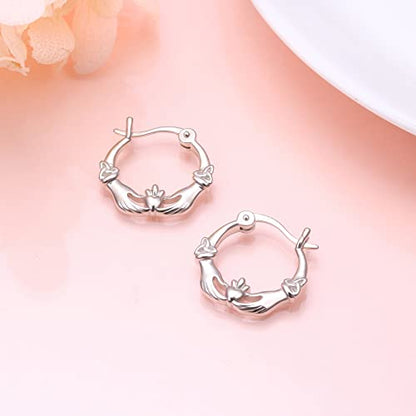 S925 Sterling Silver Celtic Knot Earrings for Women Irish Good Luck Drop Dangle Hook Earrings - style: Hoop - Celtic Claddagh