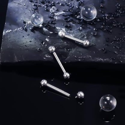 Ruifan Grade 23 Titanium Internally Threaded Nipple Piercing Jewelry Barbell Ring PA Tongue Rings Nipple Straight Body Piercing Jewelry for Women Men 16G 14G 12G 8G 6G 4G 2G - size: 12GA - 1/2" (12mm)