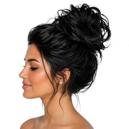 CAISHA Small Scrunchy Updo Hairpiece Ponytail Extensions Hair Tie Black G1C - color: Black