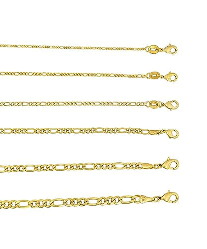 Barzel 18K Gold Plated Figaro Bracelet - Made In Brazil - color: 5MM, size: 8 Inches