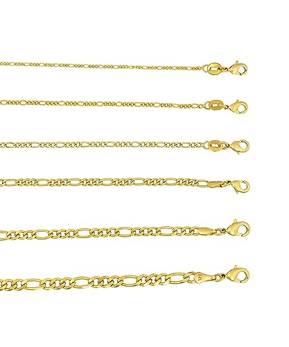 Barzel 18K Gold Plated Figaro Bracelet - Made In Brazil - color: 5MM, size: 7 Inches