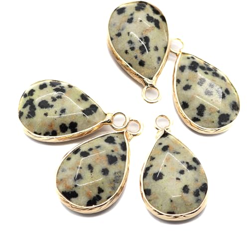LE SKY Natural Stone Pendants Water Drop Shape Faceted Semi Gemstone Pendant for Necklace Bracelet Jewelry Craft Making Random 10 Pcs 14x22mm