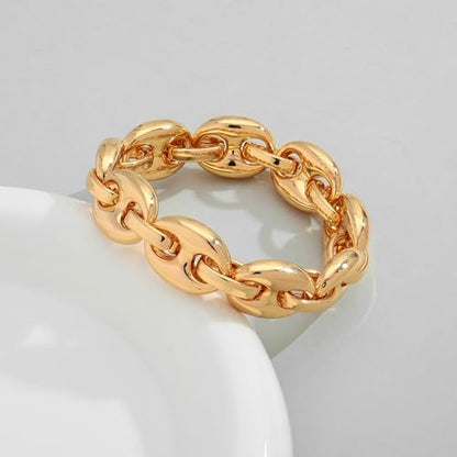 WOWORAMA Chunky Chain Bracelet for Women, Gold/Silver | Adjustable Elastic Stretch Bracelet, Thick Chunky Link Bracelet, Statement Jewelry - color: Oval Gold Chain