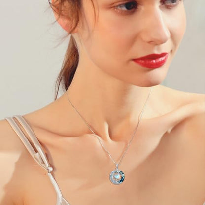 TOUPOP Birthstone Necklace Women Sterling Silver Moon Star Birthday Jewelry | Celtic Moon Pendant with Blue Crystal Anniversary Christmas Jewelry Gifts for Wife Mom Her - color: A-13-Moonstone