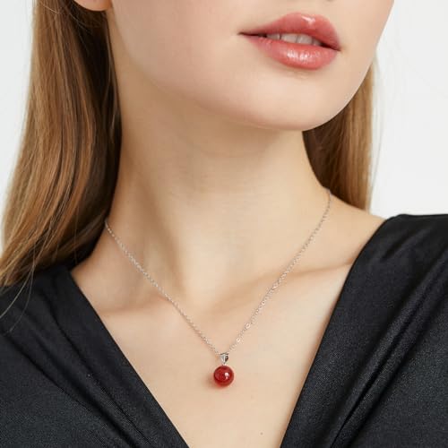 Natural Jade Necklace for Women Sterling Silver Adjustable Handmade Green Jade Pendant Necklaces Healing Crystal Necklace Good Luck Gift for Her - style: Carnelian Necklace