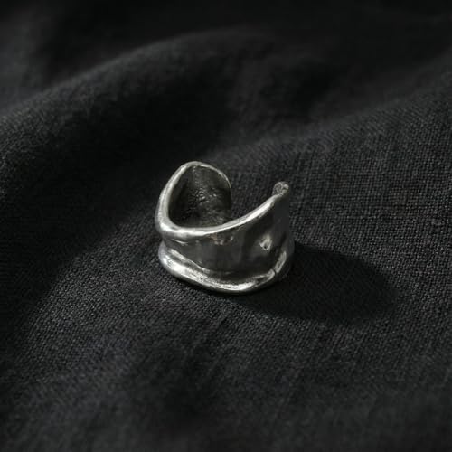 925 Sterling Silver Ear Cuff, Handmade Single Band Adjustable Non Piercing Clip On Cartilage Earring, Minimalist Ear Wrap Faux Piercing Jewelry for Women - style: A-Symmetrical Band