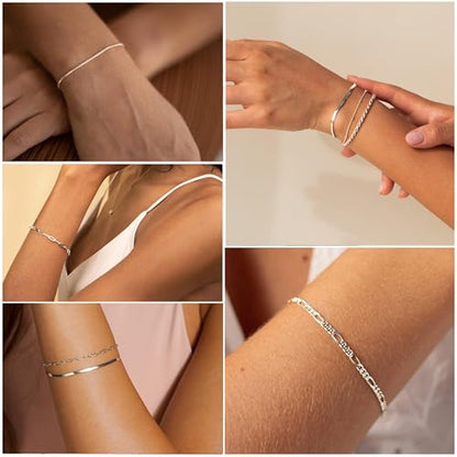 NECOCY Gold Bracelets Sets for Women Waterproof | Non Tarnish Gold Plated Cuban Paperclip Link Chain Stackable，Trendy Jewelry Accessories Gifts for Women - style: 6Pcs BRACELET SET-06