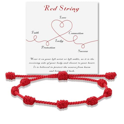 Red String Bracelet for Women Adjustable Gold Heart Initial Bracelets Red Cord Bracelet for Protection and Good Luck, Birthday Christmas Gift - style: No Heart