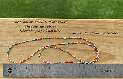 Kathy Bankston Handmade Southwestern Seed Bead Necklace, Thin 1.5mm Single Strand