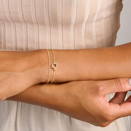 Turandoss 14K Gold Plated Interlocking Circle Bracelet Gifts for Women | Cubic Zirconia Circles Bracelets, Layered Twisted Circle Bracelet for Women, Trendy Jewelry Gifts - color: CZ Interlock Bracelet