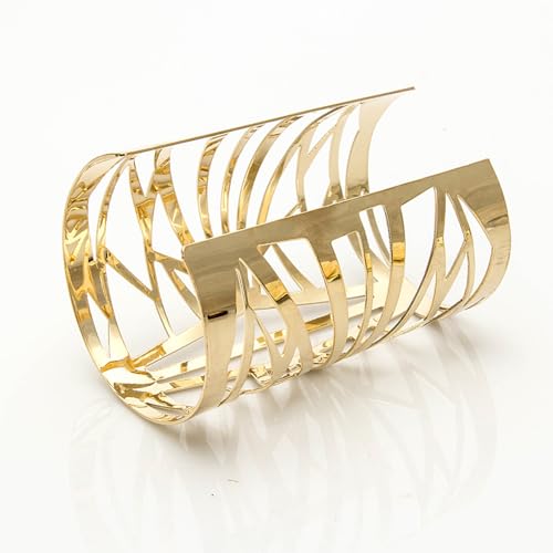 OIDIMS Women's Cuff Bracelets Large Big Bangles Minimalist Statement Adjustable Fashion Hollow Wide Bracelet Chunky Open Arm Cuff Upper Arm Personalized Punk Jewelry for Ladies - color: Gold