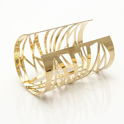 OIDIMS Women's Cuff Bracelets Large Big Bangles Minimalist Statement Adjustable Fashion Hollow Wide Bracelet Chunky Open Arm Cuff Upper Arm Personalized Punk Jewelry for Ladies - color: Gold