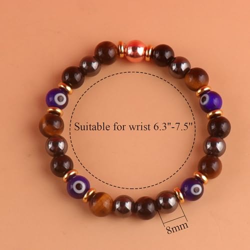 KSQS Healing Stone Bead Bracelet for Women, Natural Gemstones Balance Protection Bracelet, Spiritual Crystal Beads Bracelet Anxiety Relief with Meaning Card - color: Evil Eye Protection