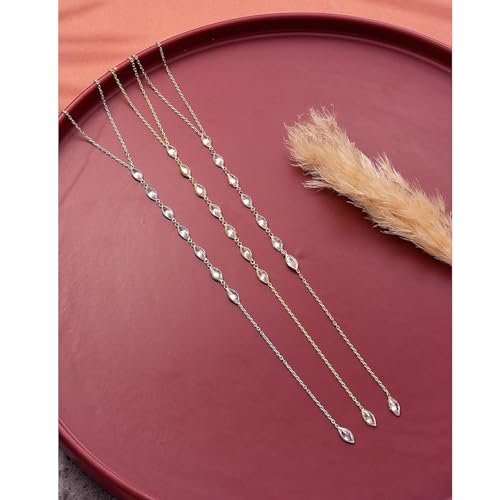 Gold Y Crystal Necklace for Women – Dainty Long Crystal Pendant Necklace, Elegant Drop Y-Shaped Jewelry, Minimalist Layered Fashion Accessories Jewelry Gift for Women