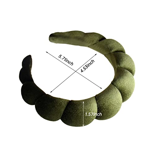 Fashion Headbands for Women Padded Fabric Hair Bands Wide Velvet Non Slip Headband Hair Accessories for Women Girls, Leaf Green - color: Leaf Green