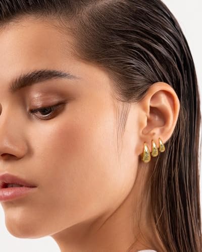 Surgical Steel Small Gold Huggie Hoop Earrings for Women Hypoallergenic - color: 14K Gold Plated