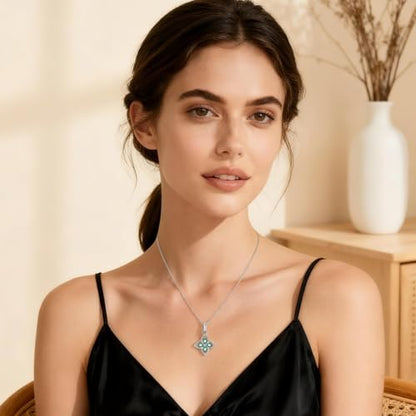 925 Sterling Silver Dainty Necklaces for Women Pendant Jewelry Gift for Her | Hypoallergenic Ocean Animal Love Cherry Blossom Jewelry, Ideal Valentine Birthday Christmas Graduation Gift for Wife Mom - color: Four Leaf Clover