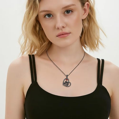 Sterling Silver Halloween Necklace Gothic Jewelry Gifts for Women Men - style: Skeleton-Black