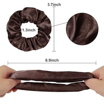 16 Pcs Brown Satin Scrunchies Bridesmaid Proposal Gifts Hair Ties Scrunchies for Women Girls Bachelorette Party Favors (dark brown) - color: dark brown