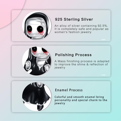 LUXILLA Charms for Bracelets & Necklace 925 Sterling Silver Charms Elephant Happy Birthday Charm Fit for Valentine's Day Mother's Day Jewelry Gift for Women - color: Ghost Nun Charm