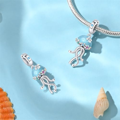 Pandach Animal Charm Bead fits Charms Bracelets for Woman-925 Sterling Silver Dangle Pendant Bead,Jewelry Beads Gifts for Women Bracelet&Necklace - style: Jellyfish Pendant