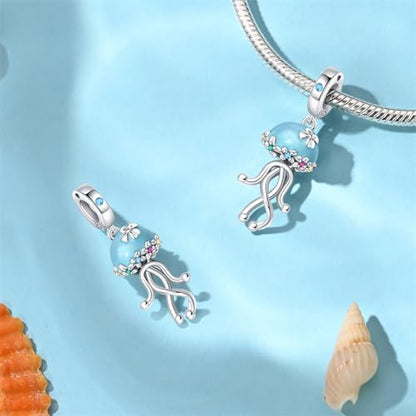 Pandach Animal Charm Bead fits Charms Bracelets for Woman-925 Sterling Silver Dangle Pendant Bead,Jewelry Beads Gifts for Women Bracelet&Necklace - style: Jellyfish Pendant
