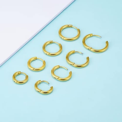 Titanium Huggie Hoop Earrings Hypoallergenic Nickel Free Hinged Sleeper Earrings for Sensitive Skin Cartilage Helix Lobes - style: Huggie 10mm gold
